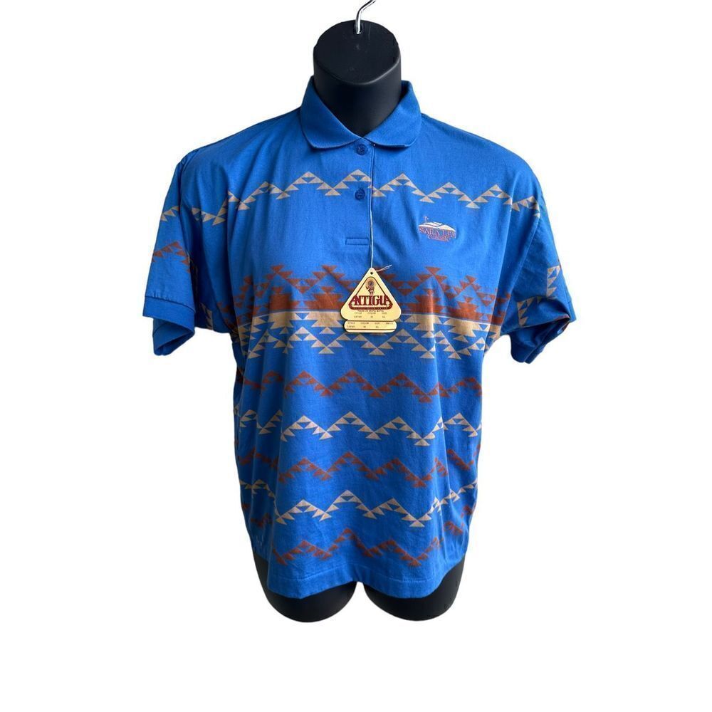 Vintage Sara Lee Classic Men's Blue Lady Antigua Short-Sleeve Golf Polo Size XL